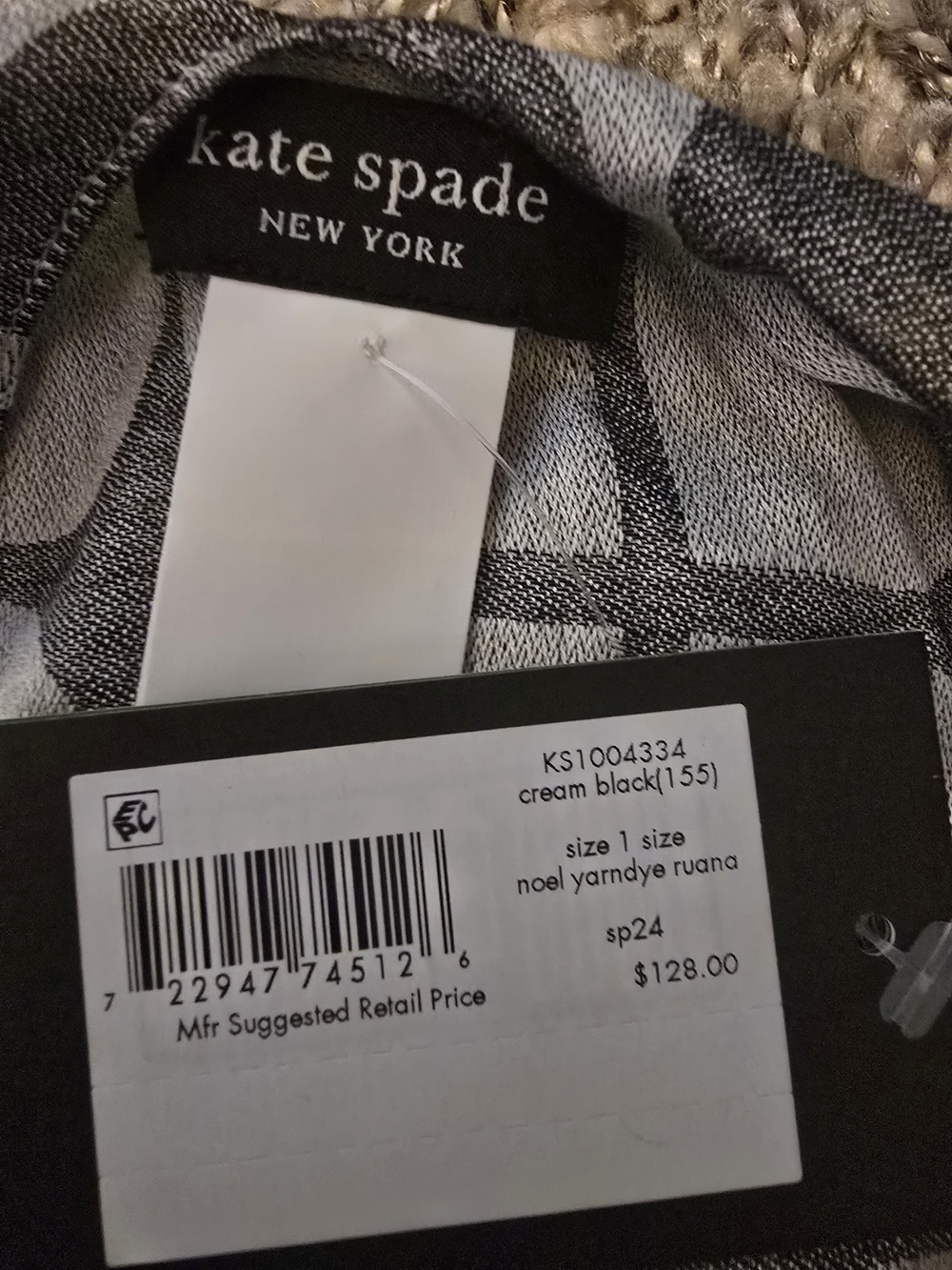 Kate Spade Gray Patterned Ruana Wrap - Picture 2 of 3